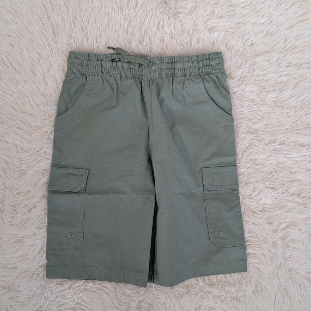 NEW Boy's Lands End Cargo Shorts Lily Pad Green 10-12